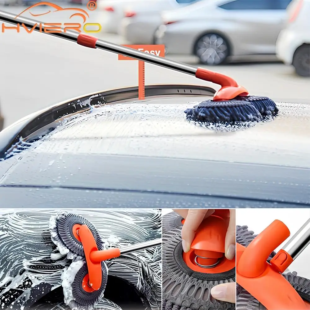 1X Car Cleaning Wash Multipurpose Kit Microfiber Brush Mop Sponge Wipe Auto Home Tools Universal Clean Accessories Yellow Gray thumbnail 4