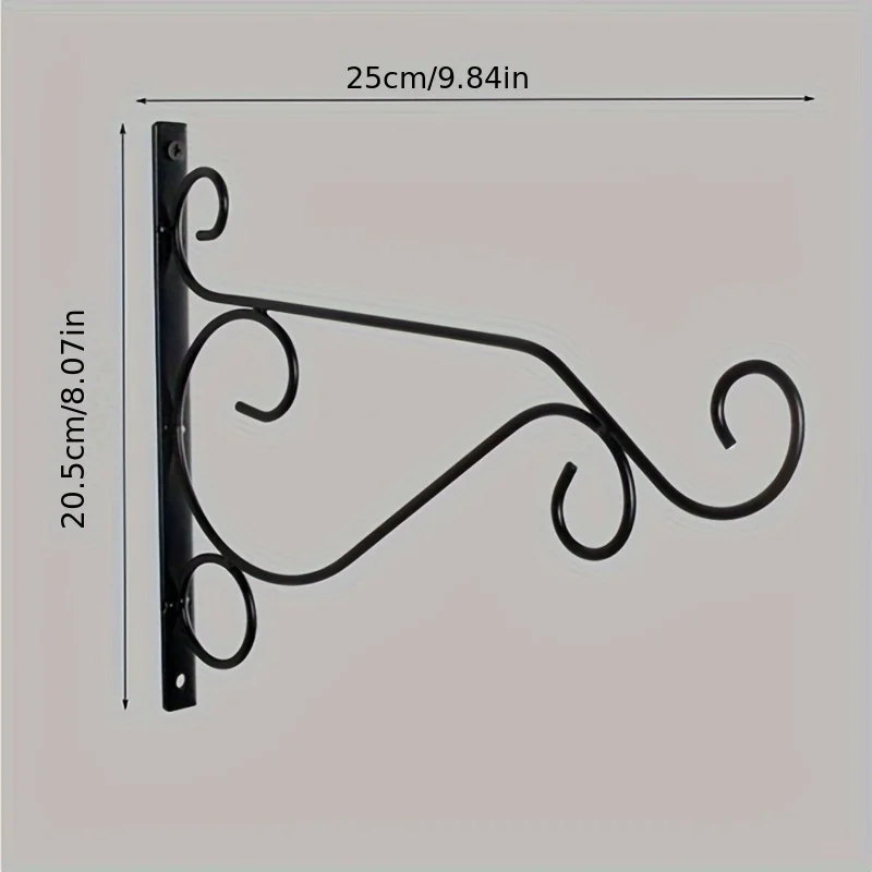 2pcs Outdoor Hanging Plant Stand, Wall Iron Hook, Outdoor Flower Pot Hook Decoration, Wall Mounted Hooks Wall Planter Pendant, thumbnail 4