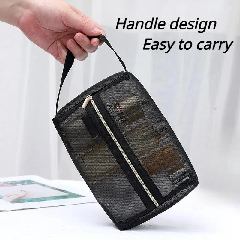 Mesh Transparent Cosmetic Bag Portable Black Travel Storage Bags Women Lipstick Storage Pouch thumbnail 4