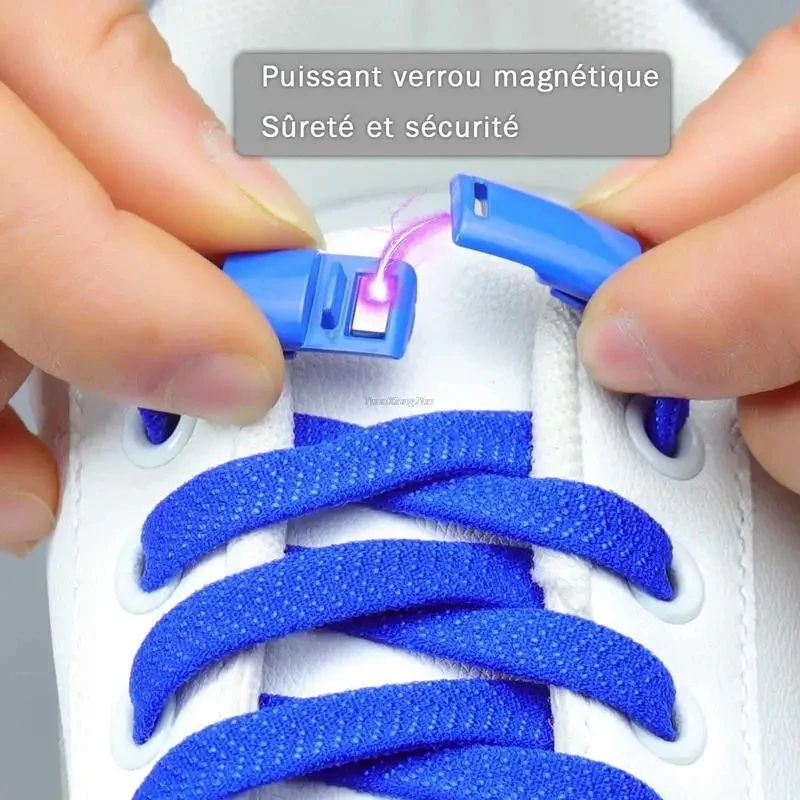 Magnetic Locking Shoelaces without ties Sneakers elastic laces Children Adults No Tie Shoe laces Shoe accessories 1Pair thumbnail 3