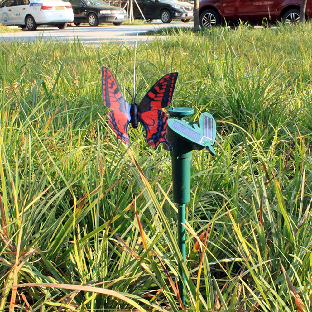 1-3PCS Solar Powered Flying Wobble Butterfly Ornament Durable Garden Dancing Fluttering Butterfly Humming Bird Stake Lawn Decor thumbnail 3