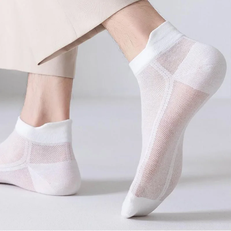 3Pairs Men's Socks Thin Breathable Comfy Deodorant Sweat-absorbing Low Cut Ankle Sports Sock Casual Ultra-thin Business Sox thumbnail 4