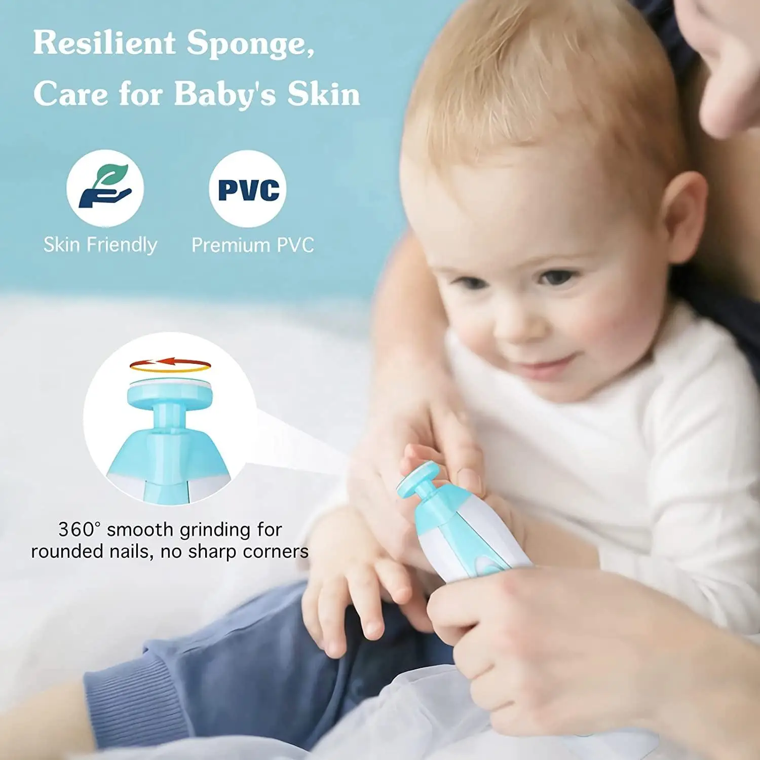 MAMIJOY  Electric baby Nail clipper LED Light Baby Nail Trimmer Baby Care Set 4-speed speed Adjustment With Low Noise thumbnail 4