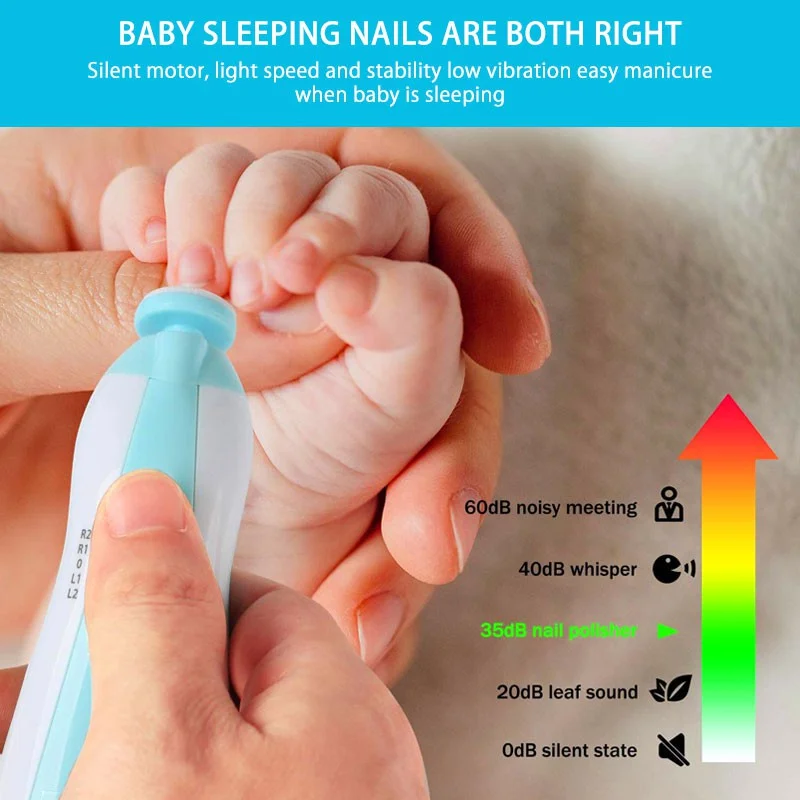 MAMIJOY  Electric baby Nail clipper LED Light Baby Nail Trimmer Baby Care Set 4-speed speed Adjustment With Low Noise thumbnail 3