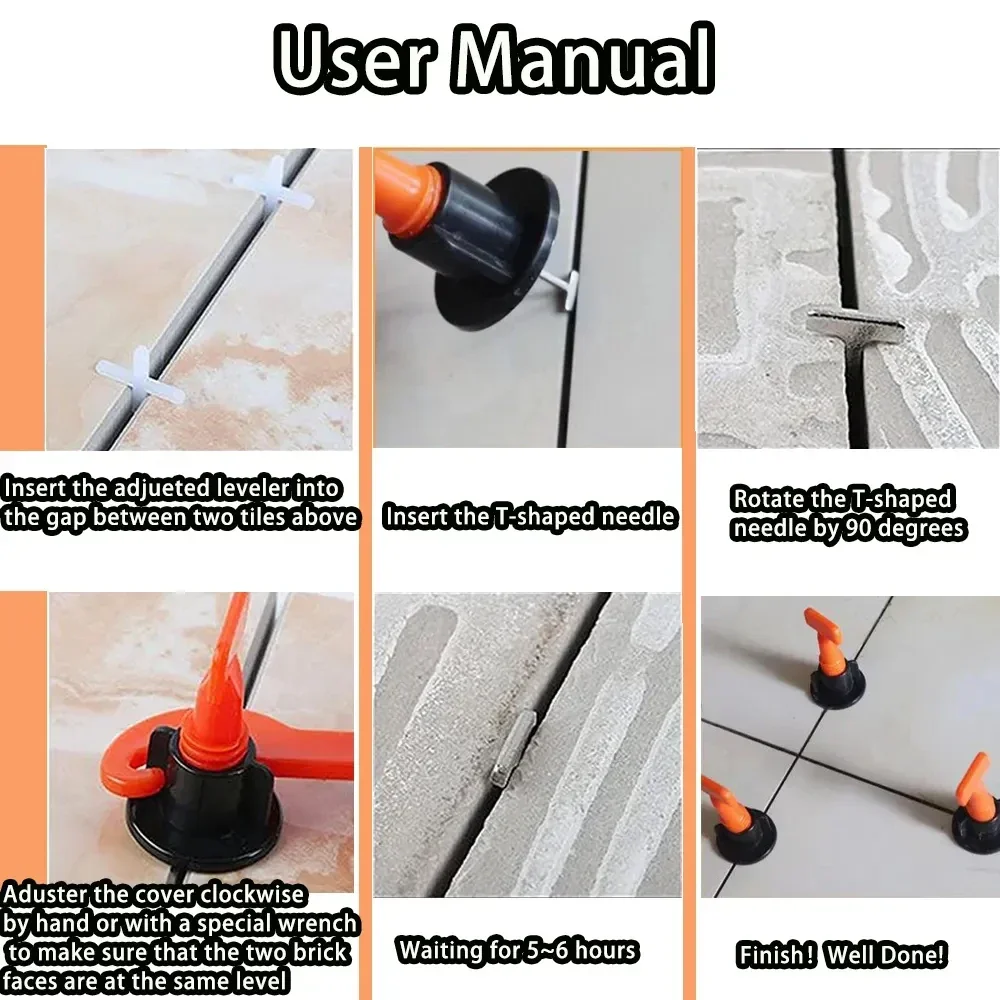 11-1202Pcs Top Ceramic Floor Tile Leveling System Clips Set Leveler Adjuster Tile Wall Laying Locator Spacer Construction Tool thumbnail 4