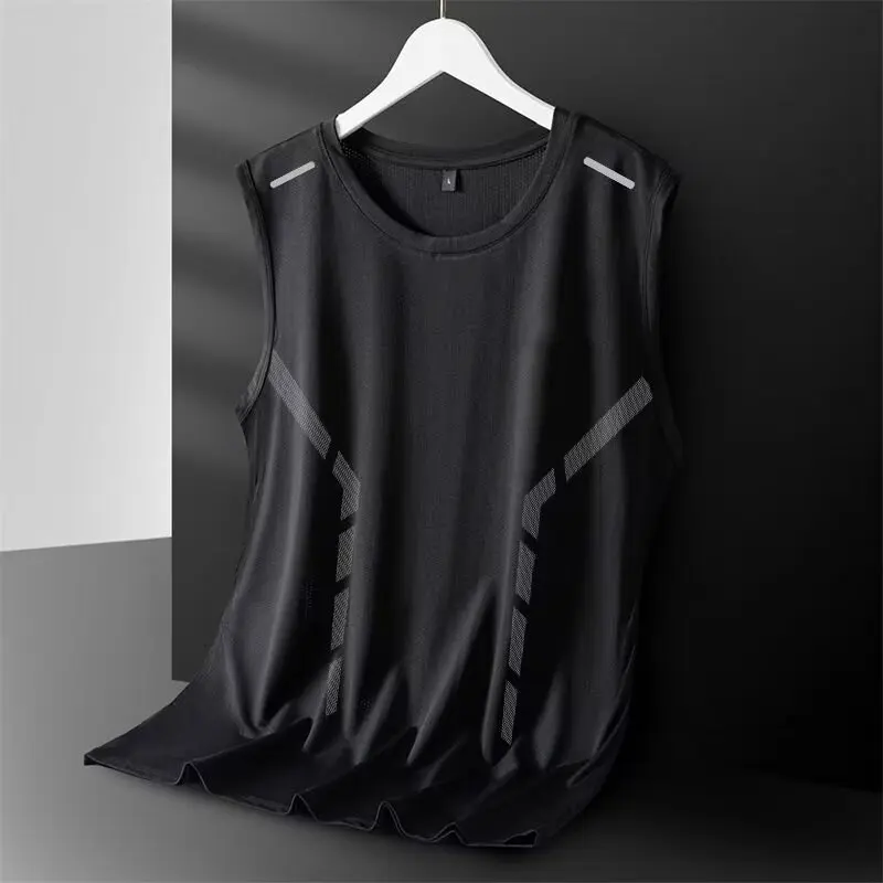 Tank Top Men's Trendy Thin Breathable Quick Drying Sports Casual Wide Shoulder Men's Round Neck Sleeveless T-shirt Trendy thumbnail 2