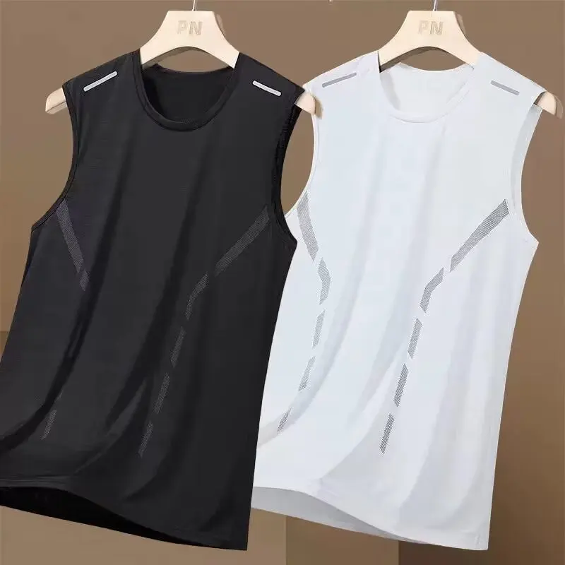 Tank Top Men's Trendy Thin Breathable Quick Drying Sports Casual Wide Shoulder Men's Round Neck Sleeveless T-shirt Trendy thumbnail 5