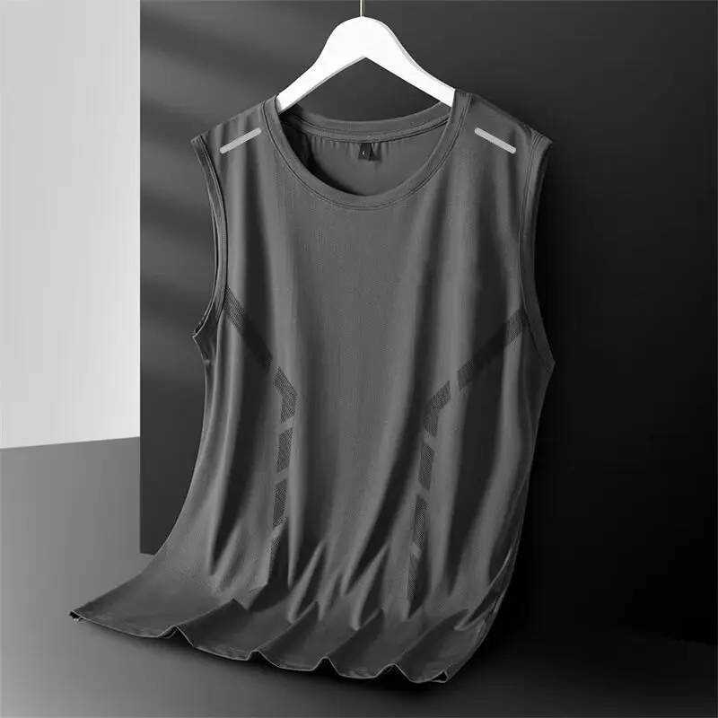 Tank Top Men's Trendy Thin Breathable Quick Drying Sports Casual Wide Shoulder Men's Round Neck Sleeveless T-shirt Trendy thumbnail 3