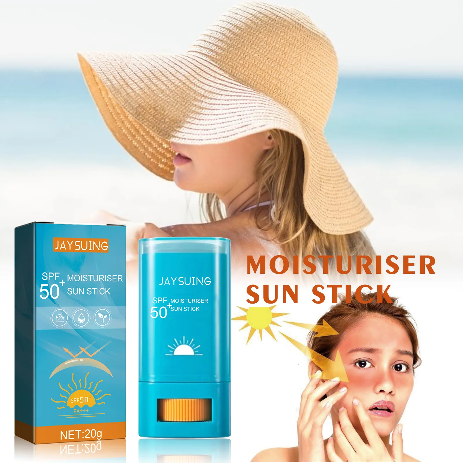 UV Protection Sun Stick Spf50 Waterproof Sweatproof Solar Blocker Moisturizing Lightweight Prevent Sunburn Anti Oxidant Sunblock thumbnail 4