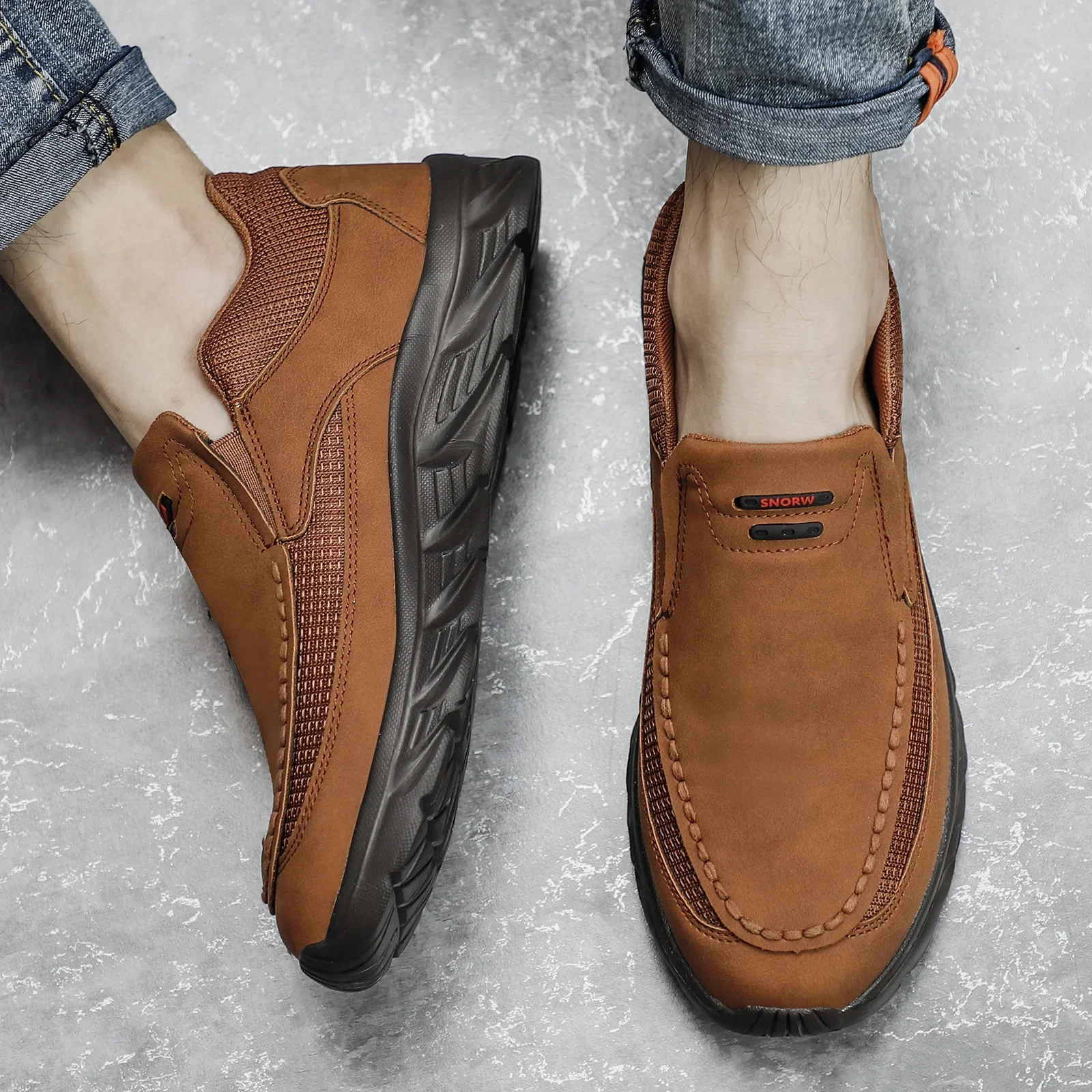 Men Leather Casual Shoes Breathable Loafers Men Sneakers 2024 New Male Comfortable Leather Flat Footwear Sneakers Men Shoes thumbnail 3