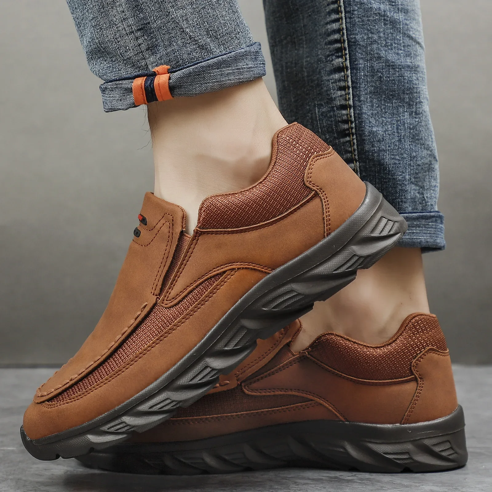 Men Leather Casual Shoes Breathable Loafers Men Sneakers 2024 New Male Comfortable Leather Flat Footwear Sneakers Men Shoes thumbnail 2