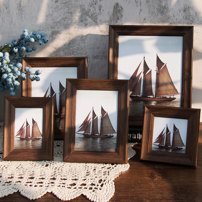 Retro Picture Frame Vintage Photo Frame Picture Display Wedding Photo Holder Desk Decor Porta Retrato Fotolijst thumbnail 3