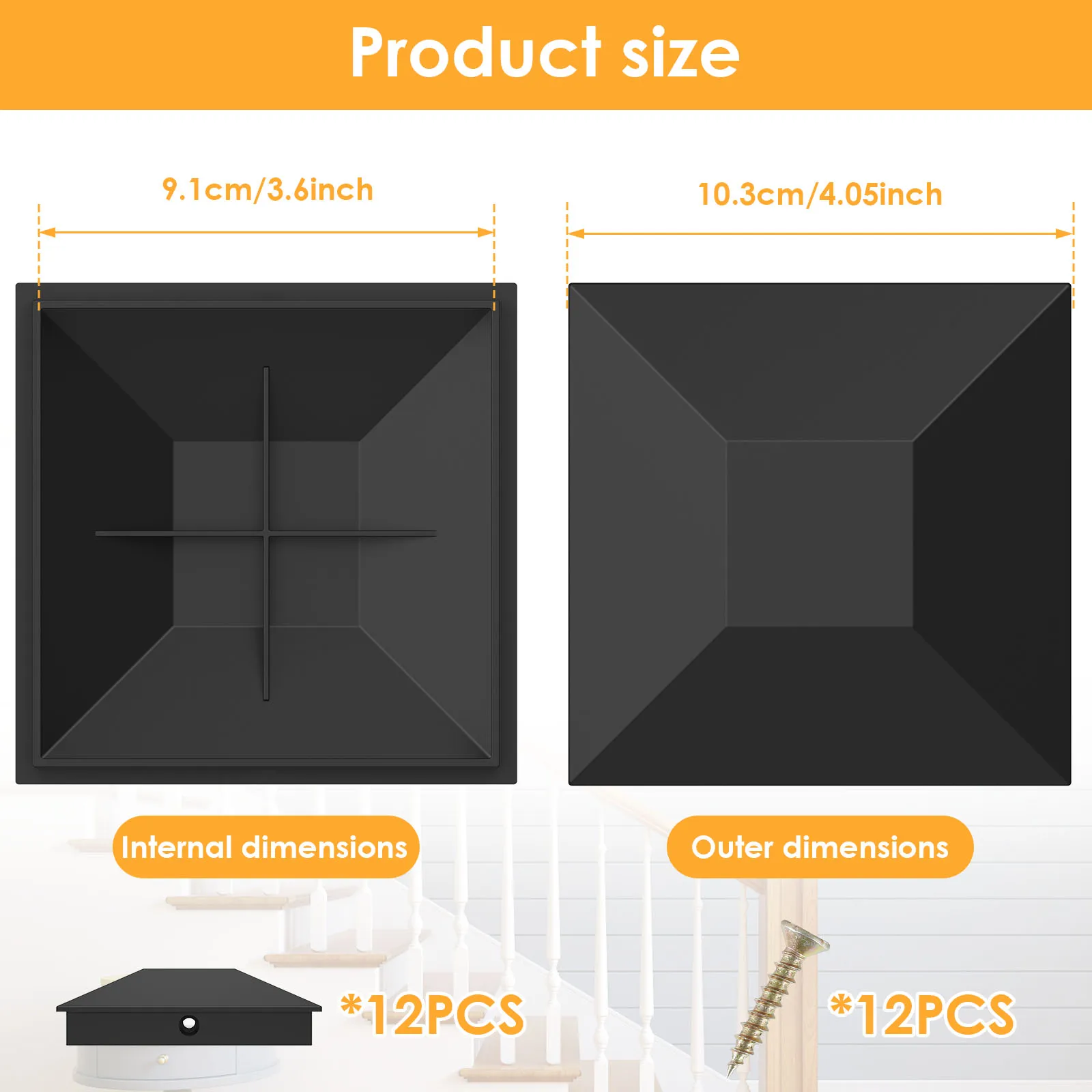 12Pcs Wood Fence Post Covers Sturdy Plastic Deck Post Cover Waterproof Heat Resistanc Deck Post Caps for Protecting Garden Fence thumbnail 6