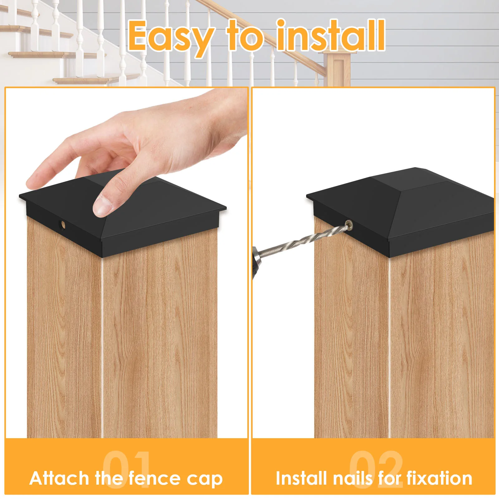 12Pcs Wood Fence Post Covers Sturdy Plastic Deck Post Cover Waterproof Heat Resistanc Deck Post Caps for Protecting Garden Fence thumbnail 5