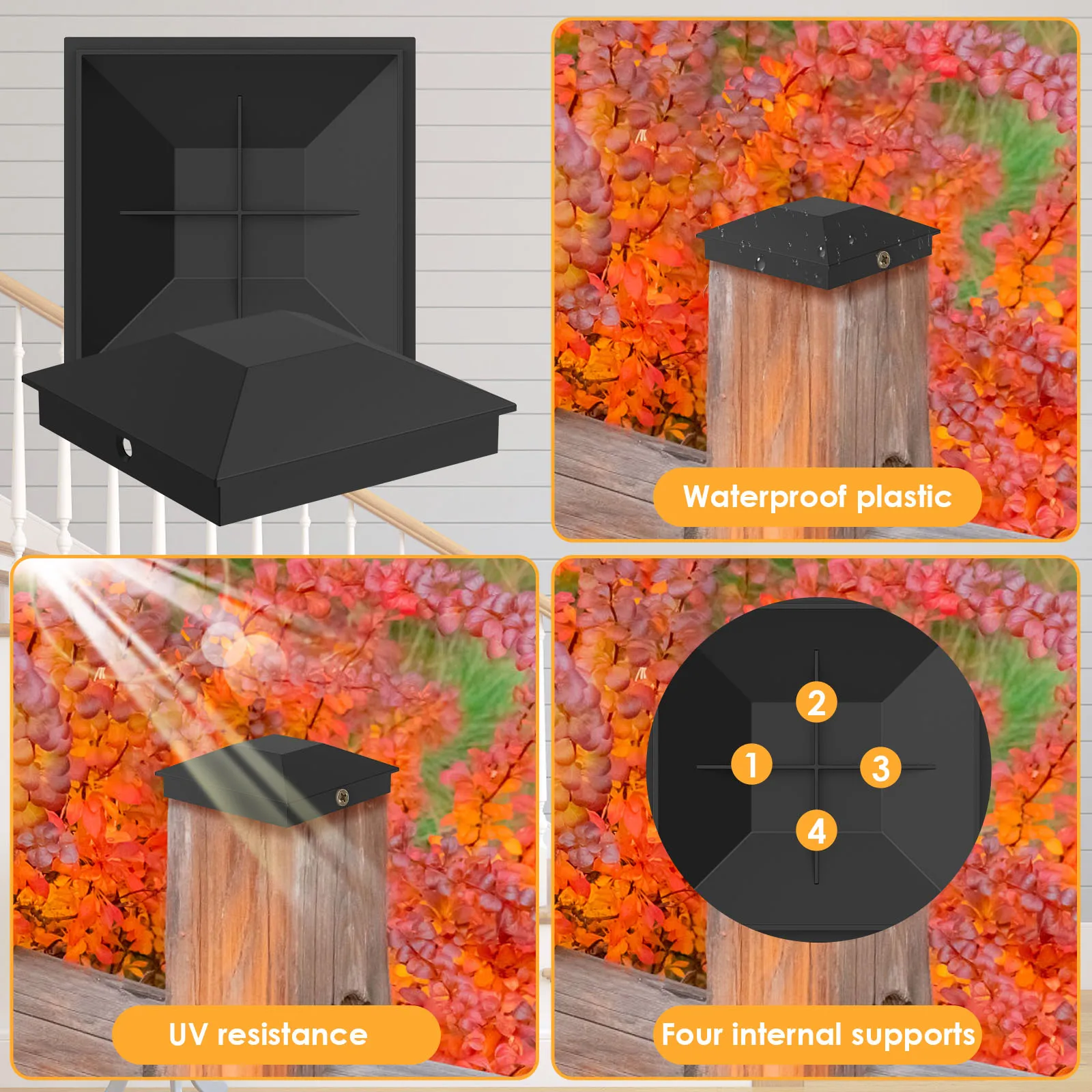 12Pcs Wood Fence Post Covers Sturdy Plastic Deck Post Cover Waterproof Heat Resistanc Deck Post Caps for Protecting Garden Fence thumbnail 3