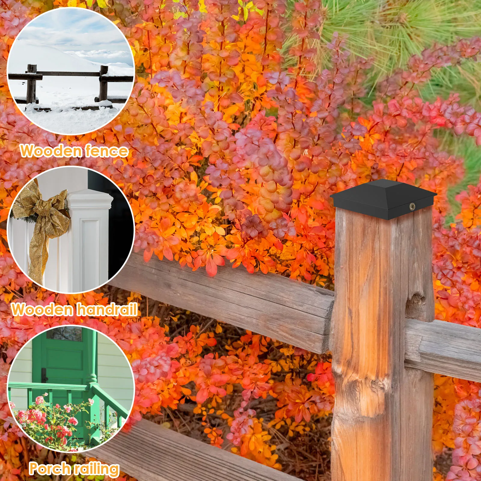12Pcs Wood Fence Post Covers Sturdy Plastic Deck Post Cover Waterproof Heat Resistanc Deck Post Caps for Protecting Garden Fence thumbnail 2