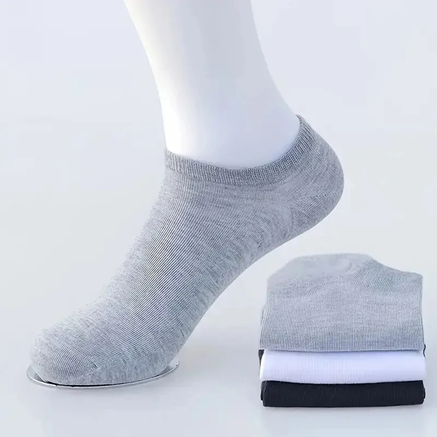 10/12/20/40 Pairs Men Boat Socks Business Sport Sweat Absorption Mature Summer Autumn Solid Color Soft Non Pilling Ankle Socks thumbnail 2