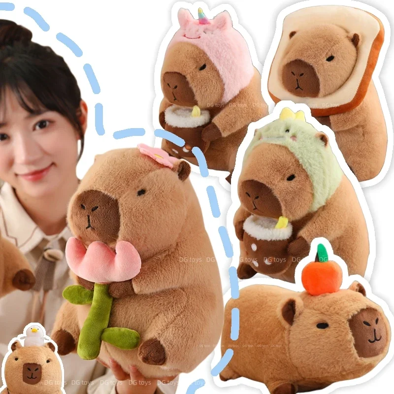 Capybara Plush Toy Simulation Capibara Cosplay Unicorn Dinosaur Dress Boba Bread Fruit Food Decor Birds Bubble Stuffed Animals thumbnail 2