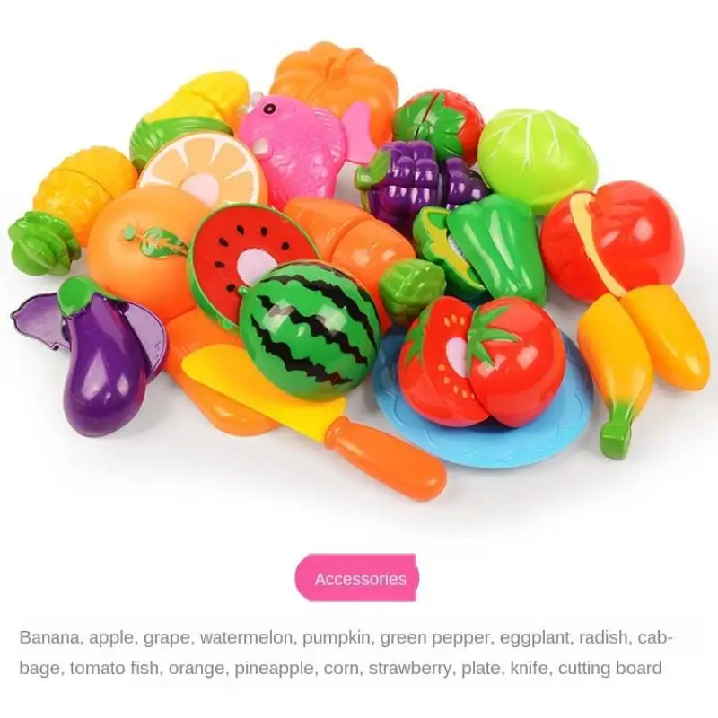 Cutting Play Food Set For Kids Simulation Kitchen Toys Pretend Play Montessori Cut Fruits Vegetables Toy for Toddlers Boys Girls thumbnail 3