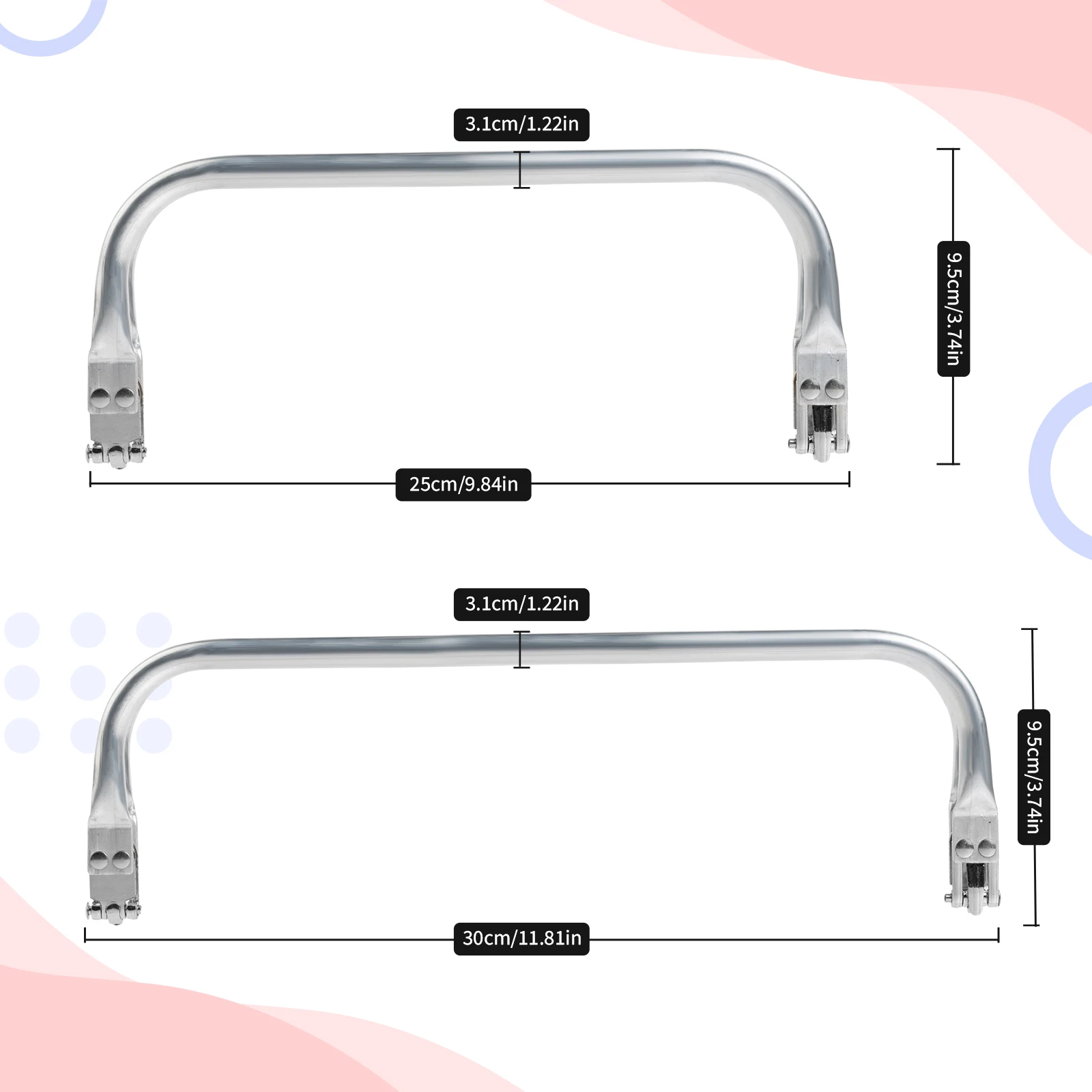 Metal Aluminum Tube Frame Bag For Wallet Coin Purse Kiss Clasp Lock Handbag Clutch Bag Parts Pipe Clamp Handle Bag Accessories thumbnail 6