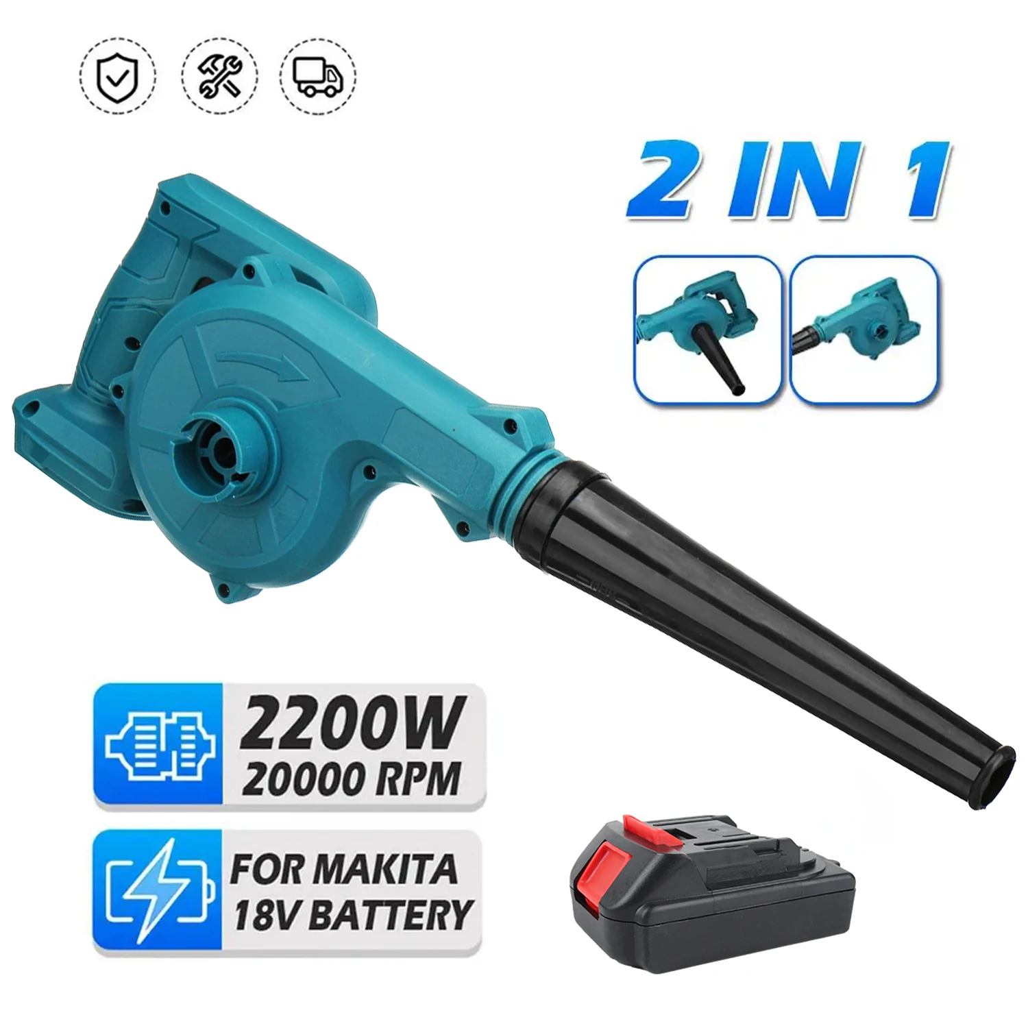 Tool Mini Cordless Leaf Blower for 18V Makita Battery Vacuum150CFM Up to 120MPH 2-in-1 Handle Electric Blower Vacuum Cleaner