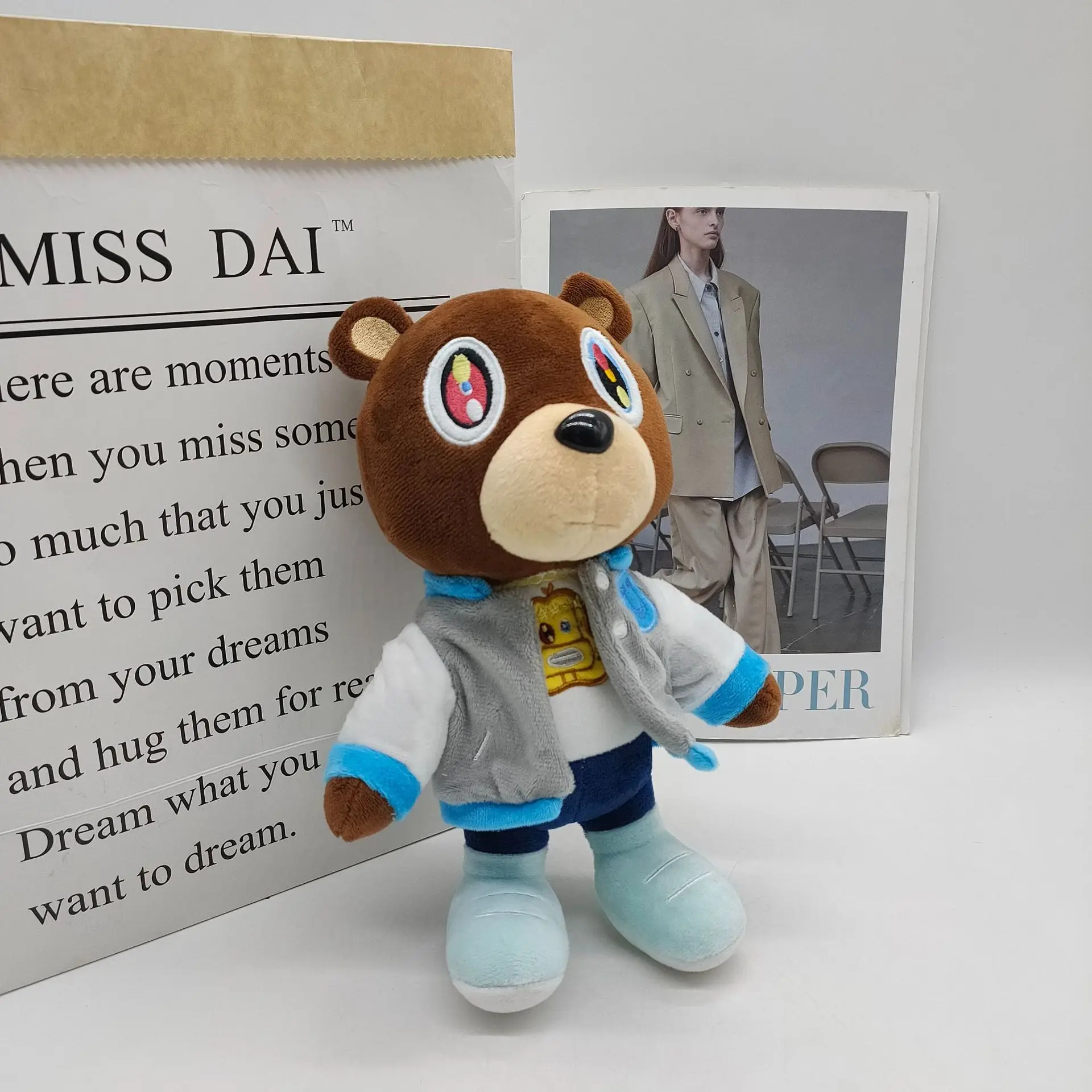 26cm Kawaii Kanye Dropout Bear Teddy Bear Plush Toys Kanye West Graduation Soft Stuffed Home Room Decor Birthday Gift thumbnail 6