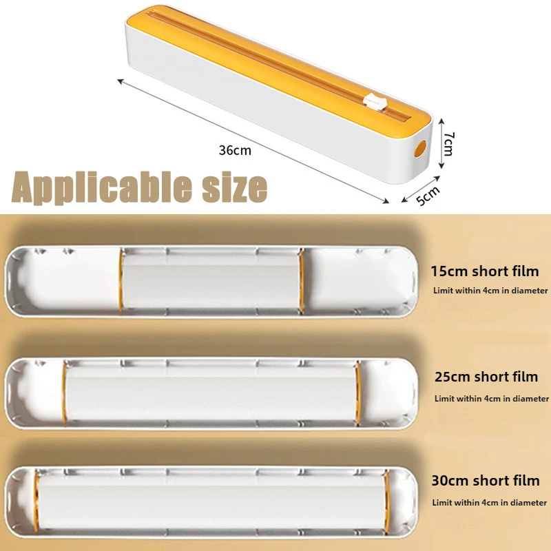 2 in 1 Food Film Dispenser Wrap Dispenser with Cutter Storage Box Aluminum Foil Stretch Film Cutter Wall Shelf Kitchen Organizer thumbnail 2
