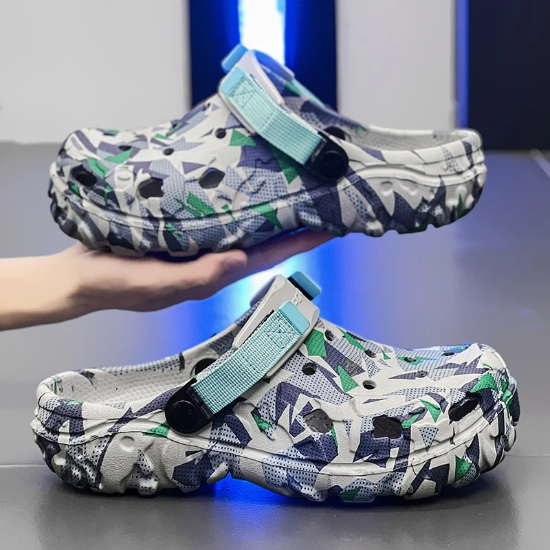 New Men's Clogs Slippers Sandal Men Garden Shoes Flat Camouflage Sandals Male Sneakers Outdoor Flip Flops Home Clogs thumbnail 2