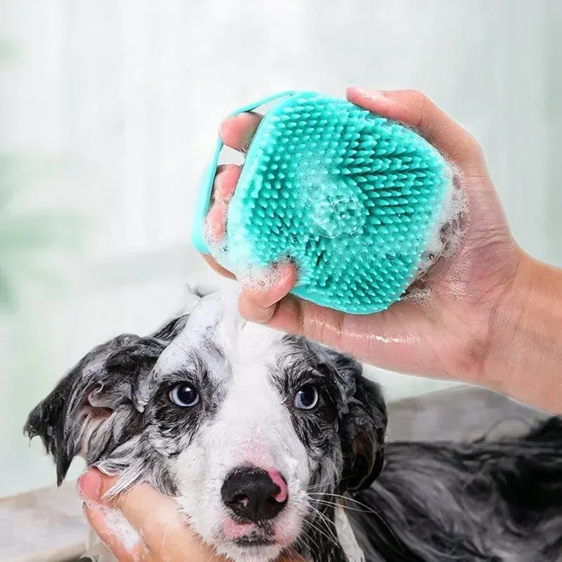 Soft Silicone Pet Bath Brush with Hook for Dogs And Cats - Massage Scrub Brush for Shower Hair Removal And Cleaning thumbnail 5