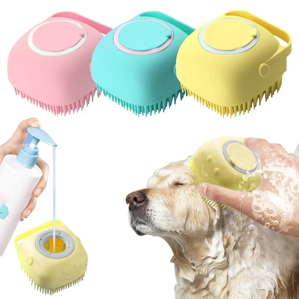 Soft Silicone Pet Bath Brush with Hook for Dogs And Cats - Massage Scrub Brush for Shower Hair Removal And Cleaning thumbnail 3