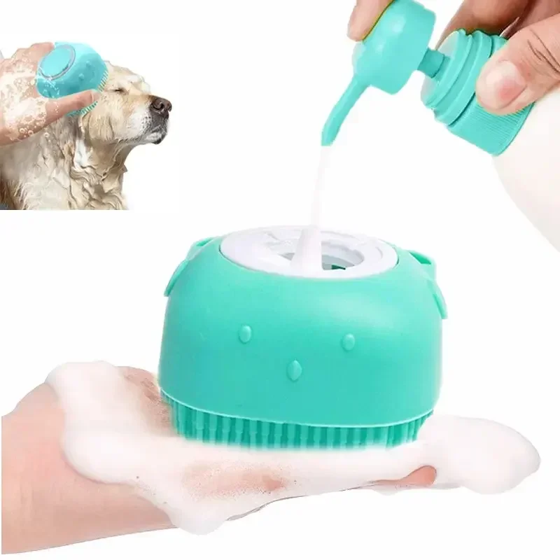 Soft Silicone Pet Bath Brush with Hook for Dogs And Cats - Massage Scrub Brush for Shower Hair Removal And Cleaning