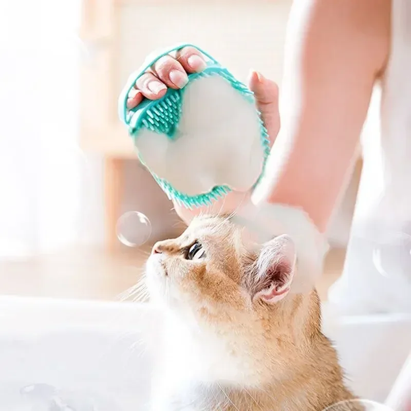 Soft Silicone Pet Bath Brush with Hook for Dogs And Cats - Massage Scrub Brush for Shower Hair Removal And Cleaning thumbnail 4