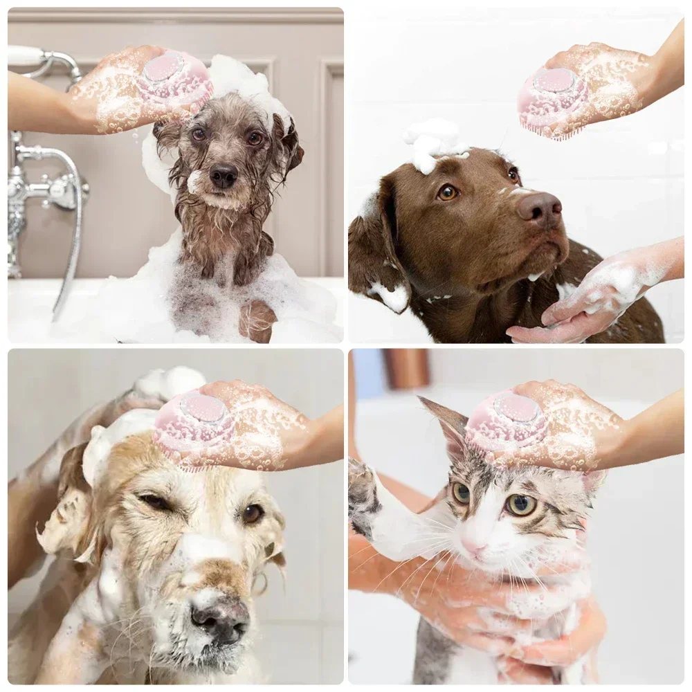Soft Silicone Pet Bath Brush with Hook for Dogs And Cats - Massage Scrub Brush for Shower Hair Removal And Cleaning thumbnail 6