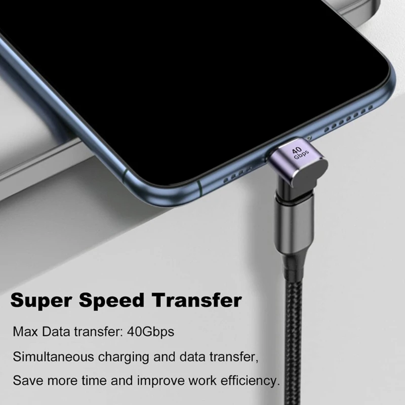 1-3PCS USB C 40Gbps Adapter 90 Degree Right Angle USB C Male To Female Extender 100W Fast Charging for Steam Deck Switch Laptop thumbnail 4