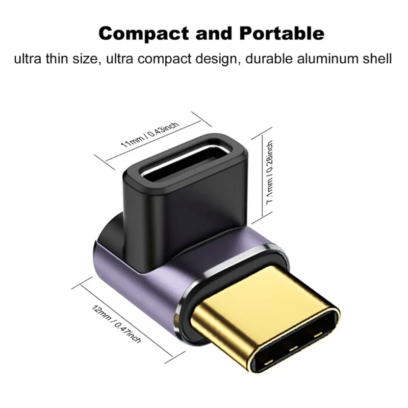 1-3PCS USB C 40Gbps Adapter 90 Degree Right Angle USB C Male To Female Extender 100W Fast Charging for Steam Deck Switch Laptop thumbnail 6