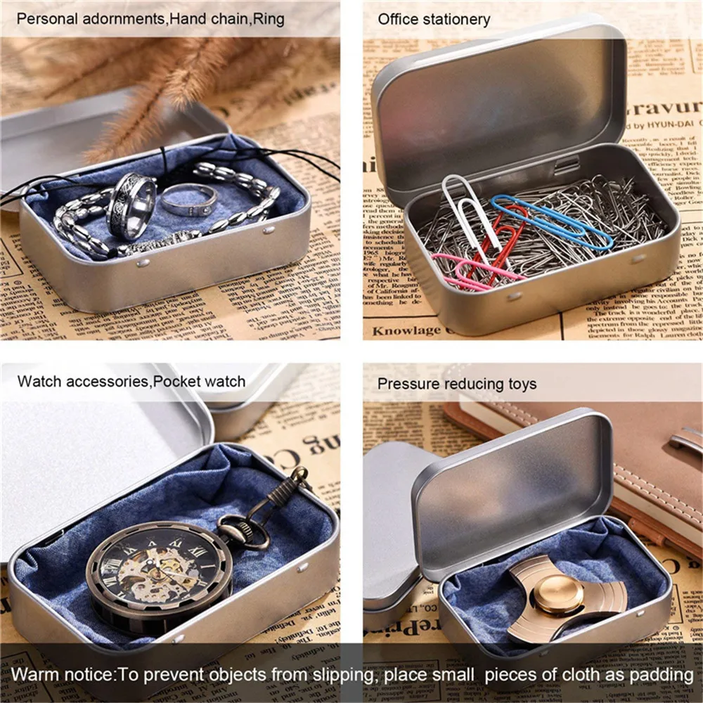 New Square Tin Storage Boxes Small Metal Storage Box Silver Jewelry Keys Coins Metal Box Tin Wedding Candy Storage Tin Can thumbnail 2