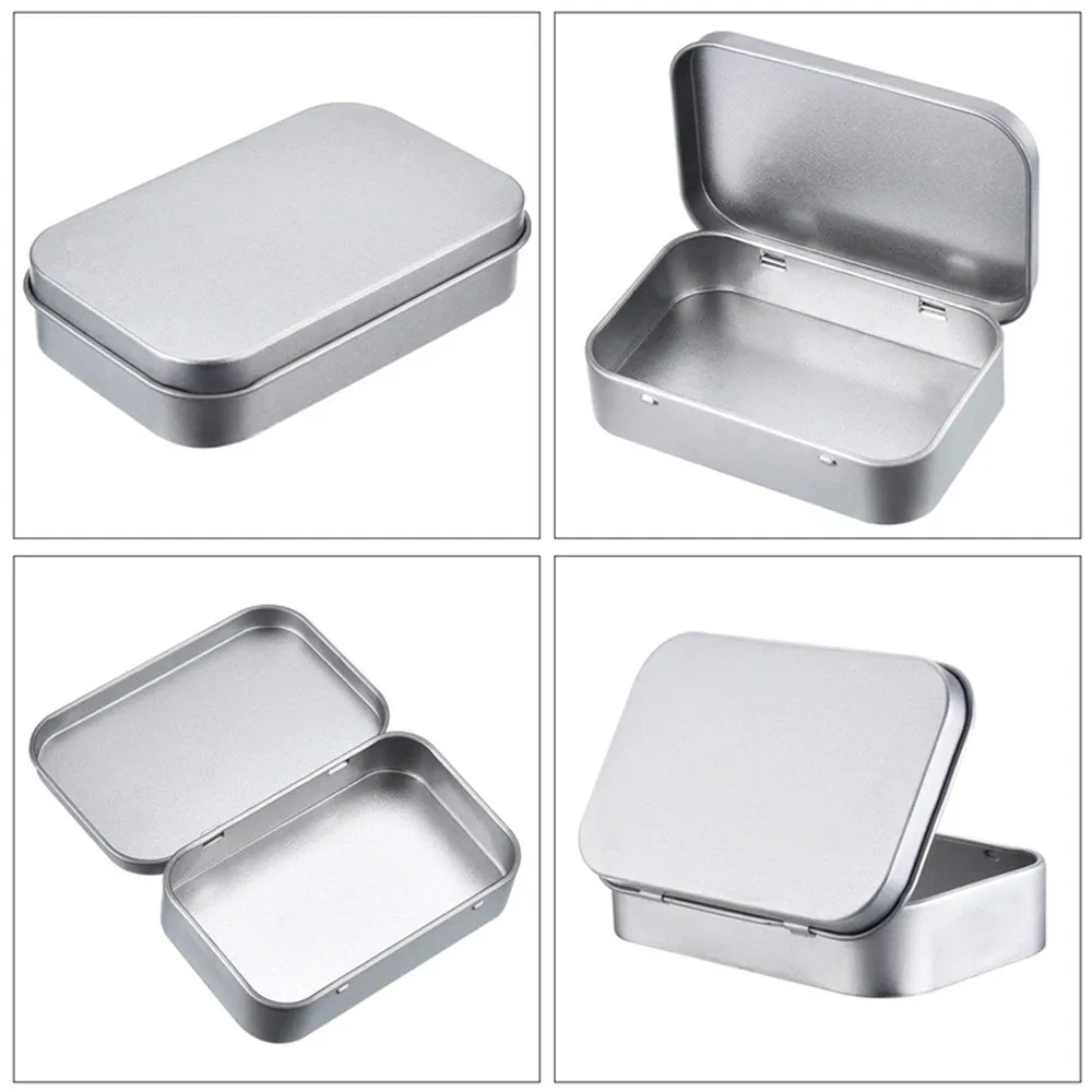 New Square Tin Storage Boxes Small Metal Storage Box Silver Jewelry Keys Coins Metal Box Tin Wedding Candy Storage Tin Can thumbnail 3