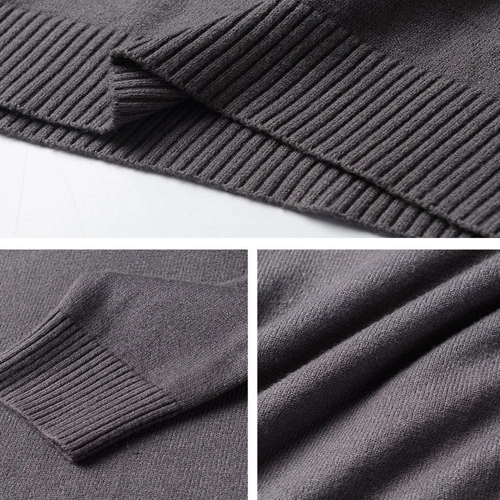 Korean Fashion Autumn Winter Sweaters Men Pullovers Fleece Turtleneck Knitted Sweatshirt Warm Bottoming Shirts thumbnail 5
