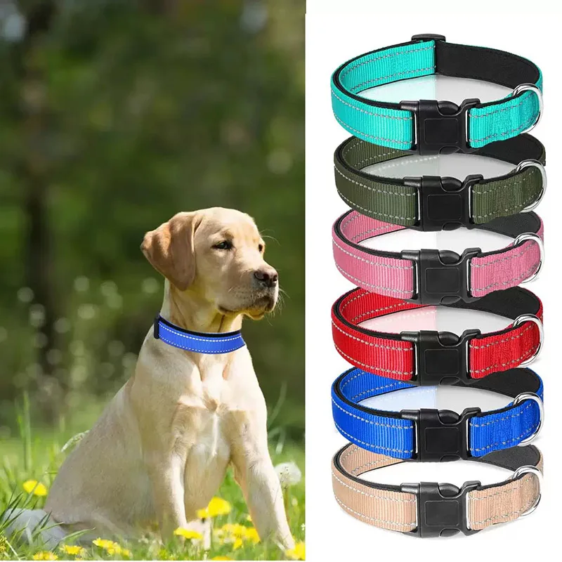 Reflective Dog Collar For Medium Large Dogs Soft Neoprene Padded Nylon Sturdy Adjustable Pets Collar for Medium Large Dogs thumbnail 2