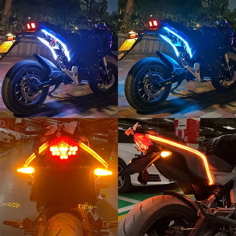 2pcs Motorcycle Turn Signal Lights LED Daytime Running Lights Tail Light DRL Waterproof Decoration Strip Brake Flowing Light thumbnail 2