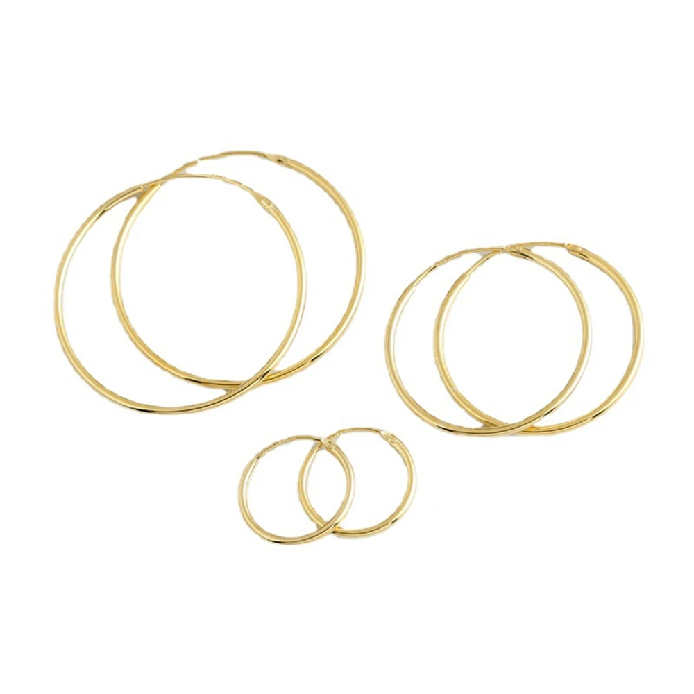Gold Plated Smooth Round Circle Big Hoop Earrings for Women Size 12/25/30/40/50/60mm Stainless Steel Jewelry Accessories Gifts thumbnail 6