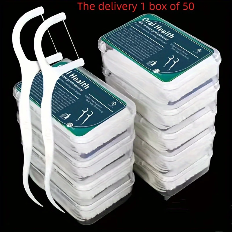 50pcs Dental Floss, Deep Cleaning Dental Floss For Proper Oral Care, Portable Disposable Dental Floss Picks For Travel Daily Lif thumbnail 5