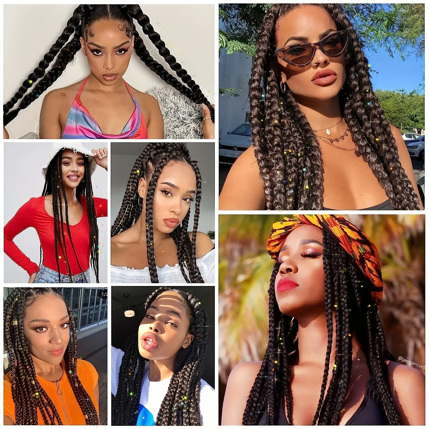 EZ Braids Synthetic Ombre Braiding Hair Add Tinsels 26 Inch Pre Stretched Colored Braids Rainbow Hairpieces For Women Girls Diy thumbnail 6