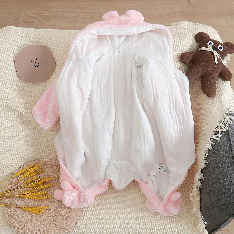 Autumn and Winter New Baby Plush Climbing Clothes Baby Warm and Thick Cartoon Dog Rabbit Cute Cotton Clothes for 0-2 Years thumbnail 5