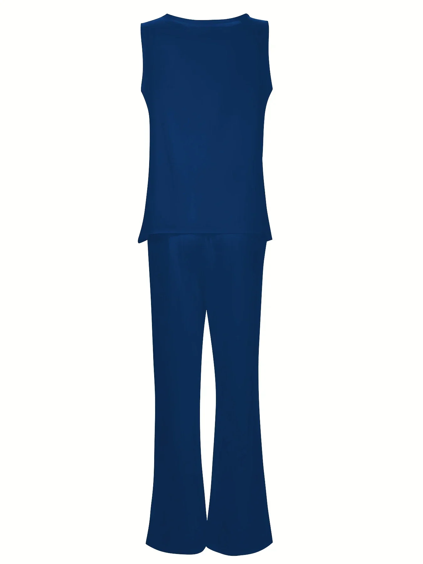 Plus Size 1XL-5XL Women's Casual Outfits Two Piece Set Solid Round Neck Tank Top  Wide Leg Pants Outfits 2 Piece Set thumbnail 5