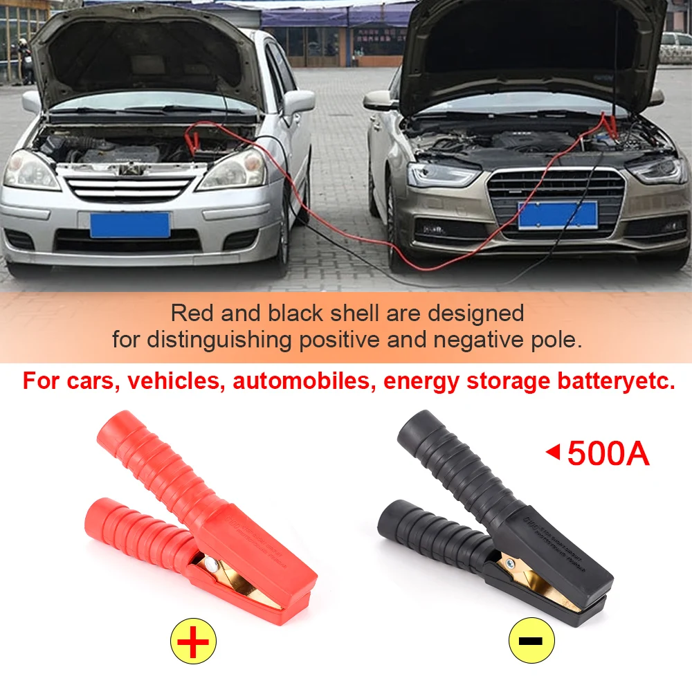 2Pcs Large 500A-1000A Alligator Clip Car Battery Chargers Insulated Clamp Mergency Battery Jump Cable Clamps Accessories thumbnail 4