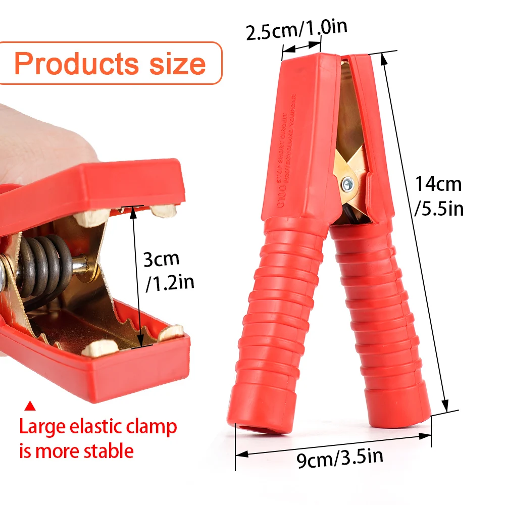 2Pcs Large 500A-1000A Alligator Clip Car Battery Chargers Insulated Clamp Mergency Battery Jump Cable Clamps Accessories thumbnail 5