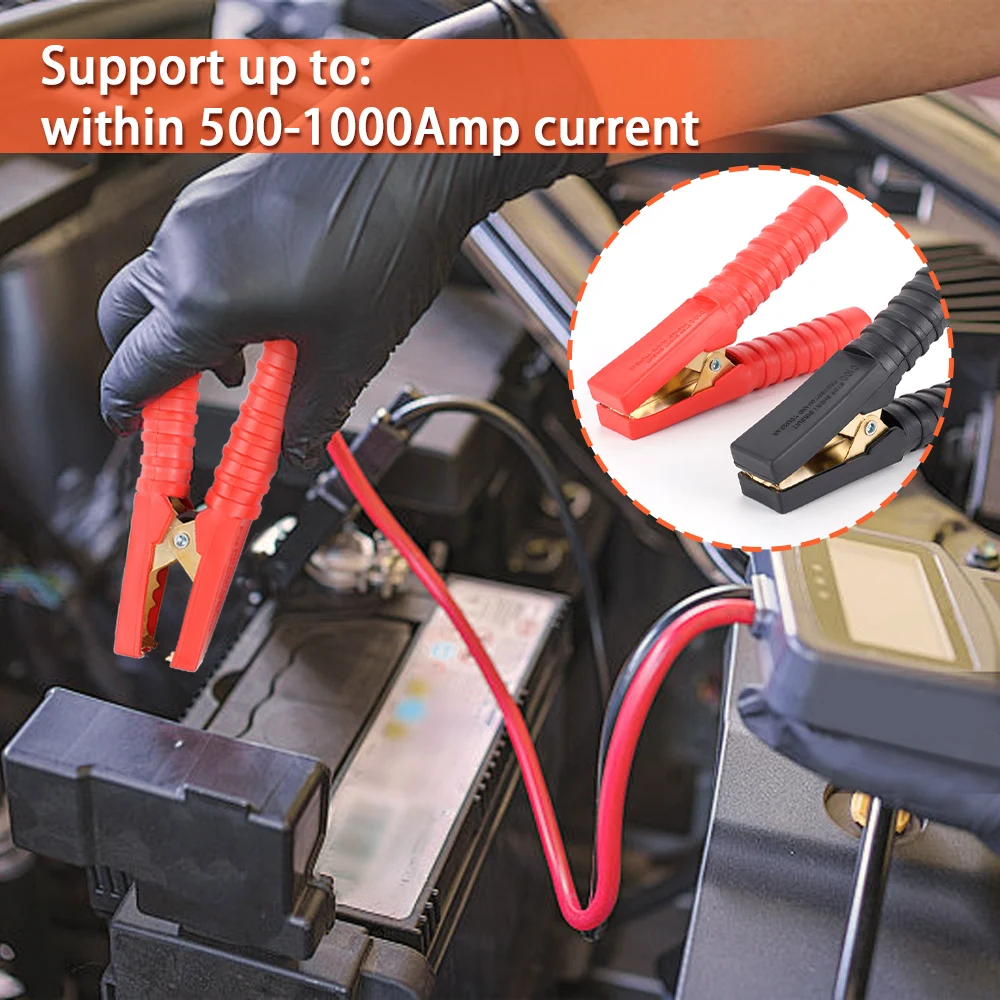 2Pcs Large 500A-1000A Alligator Clip Car Battery Chargers Insulated Clamp Mergency Battery Jump Cable Clamps Accessories thumbnail 2