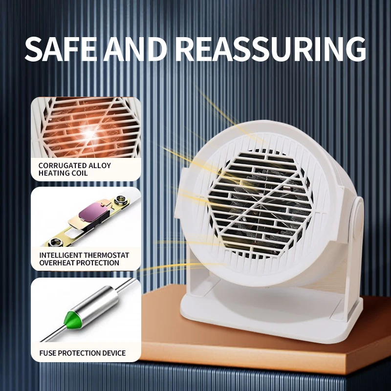 EU Heating Cooling Small Heater Home Bedroom Dormitory Office Energy Saving Safety Quiet Rotating Shaking Head Electric Heater thumbnail 2