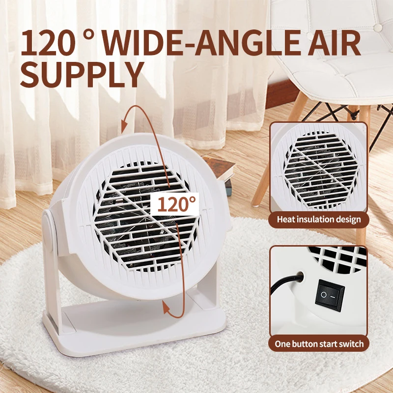 EU Heating Cooling Small Heater Home Bedroom Dormitory Office Energy Saving Safety Quiet Rotating Shaking Head Electric Heater thumbnail 5
